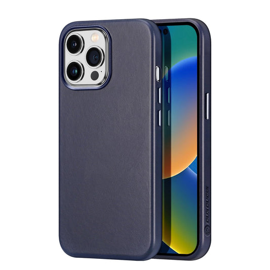 Dux Ducis Naples case for iPhone 14 Pro magnetic leather case MagSafe blue_0