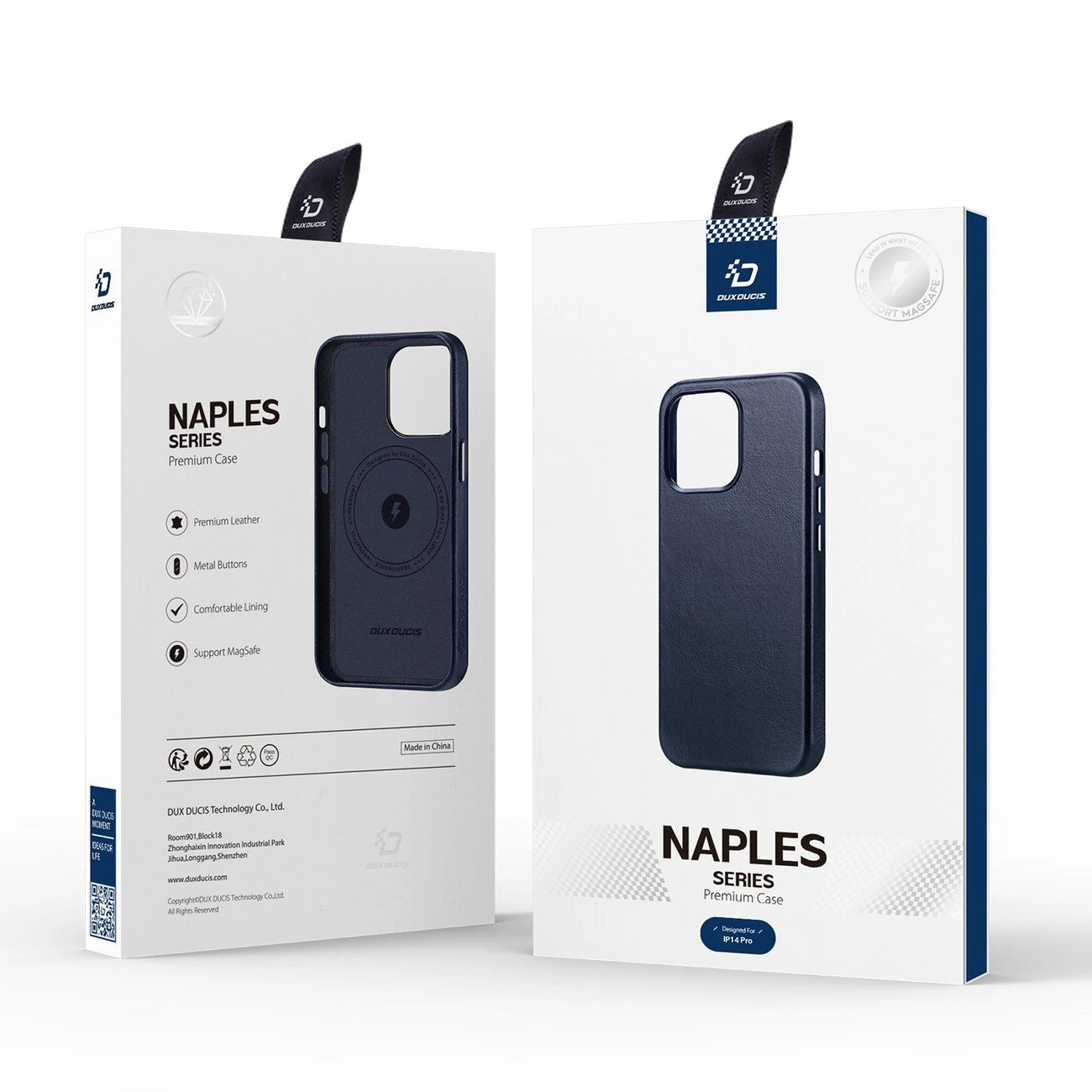 Dux Ducis Naples case for iPhone 14 Pro magnetic leather case MagSafe blue_4