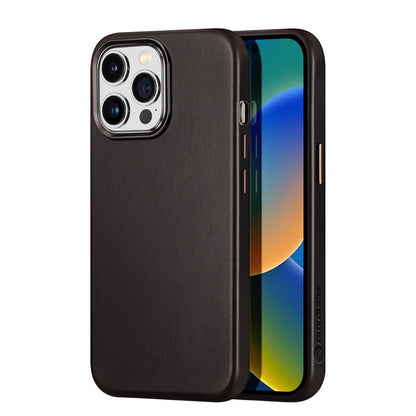 Dux Ducis Naples Case for iPhone 14 Pro Leather Cover (MagSafe Compatible) Dark Brown_0