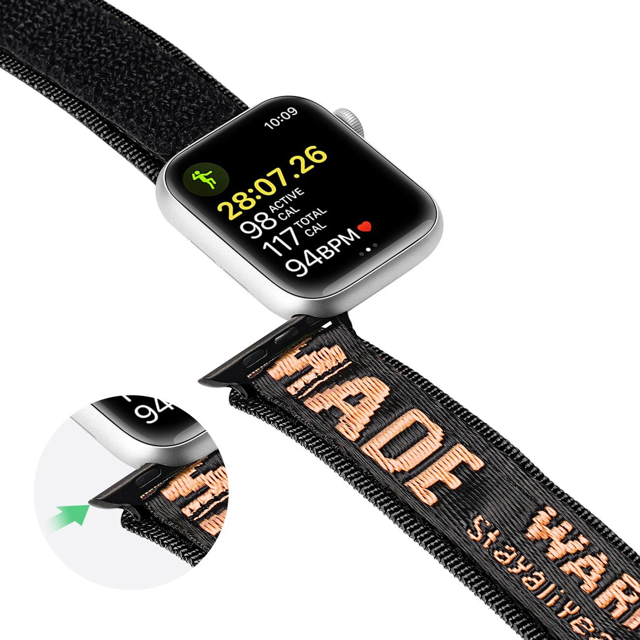 Dux Ducis Strap (Outdoor Version) Apple Watch Ultra Strap, SE, 9, 8, 7, 6, 5, 4, 3, 2, 1 (49, 45, 44, 42 mm) Nylon Band Bracelet Black and Orange_8