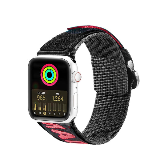 Dux Ducis Strap (Outdoor Version) Apple Watch Ultra Strap, SE, 9, 8, 7, 6, 5, 4, 3, 2, 1 (49, 45, 44, 42 mm) Nylon Band Bracelet Black and Red_0
