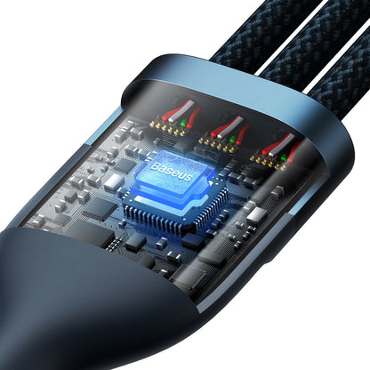 Baseus Flash Series Ⅱ 3in1 Fast Charging Cable USB-A to USB-C / Micro-USB / Lightning 66W 480Mbps 1.2m Blue_4