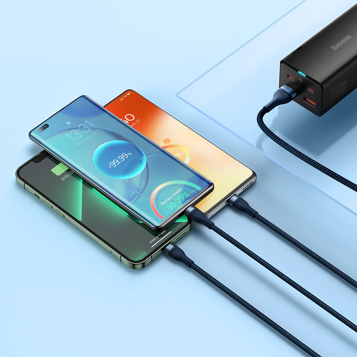 Baseus Flash Series Ⅱ 3in1 Fast Charging Cable USB-A to USB-C / Micro-USB / Lightning 66W 480Mbps 1.2m Blue_17