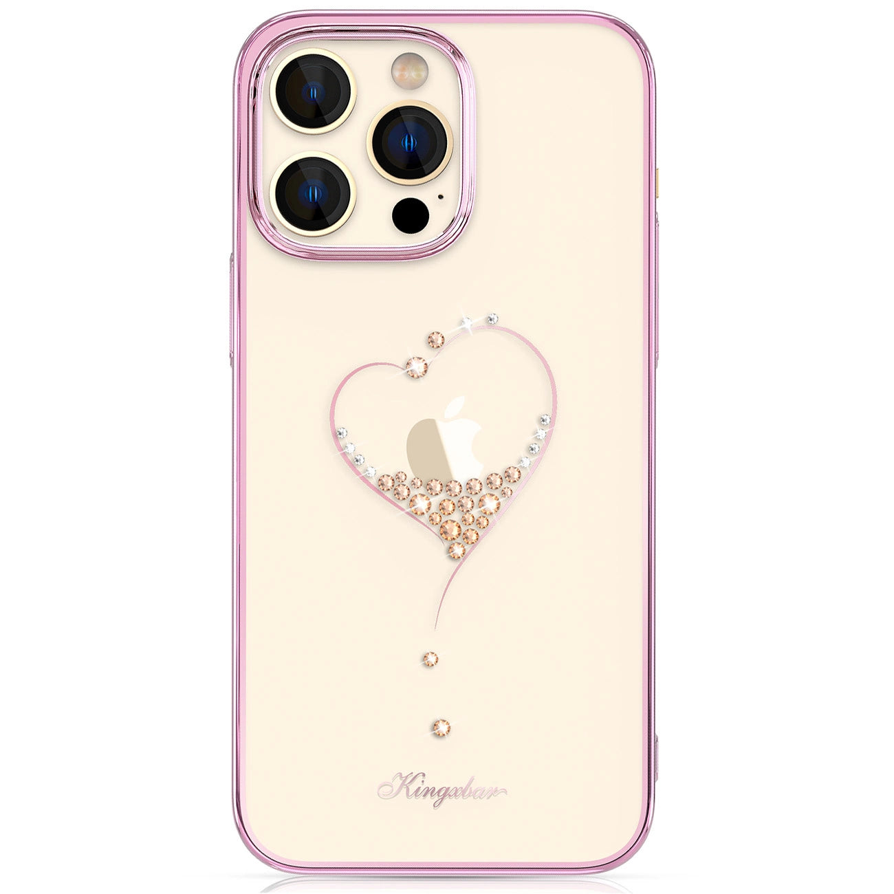 Silicone case with Swarovski crystals Kingxbar Wish Series for iPhone 14 Plus - pink_0