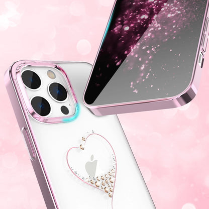 Silicone case with Swarovski crystals Kingxbar Wish Series for iPhone 14 Plus - pink_3
