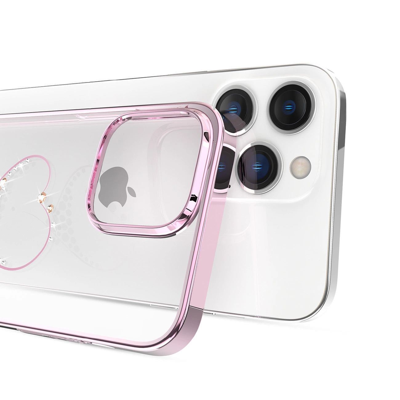 Silicone case with Swarovski crystals Kingxbar Wish Series for iPhone 14 Plus - pink_4