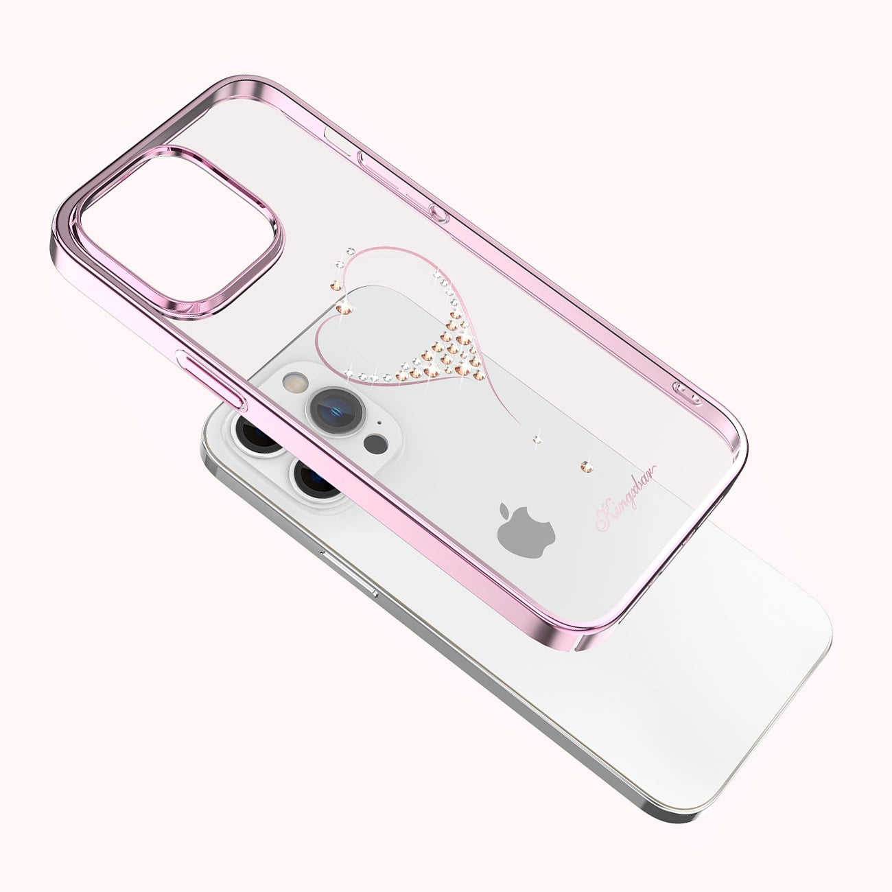 Silicone case with Swarovski crystals Kingxbar Wish Series for iPhone 14 Plus - pink_5
