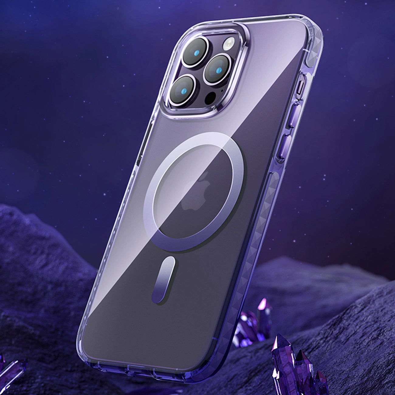 Kingxbar PQY Ice Crystal Series magnetic case for iPhone 14 Plus MagSafe gray_1