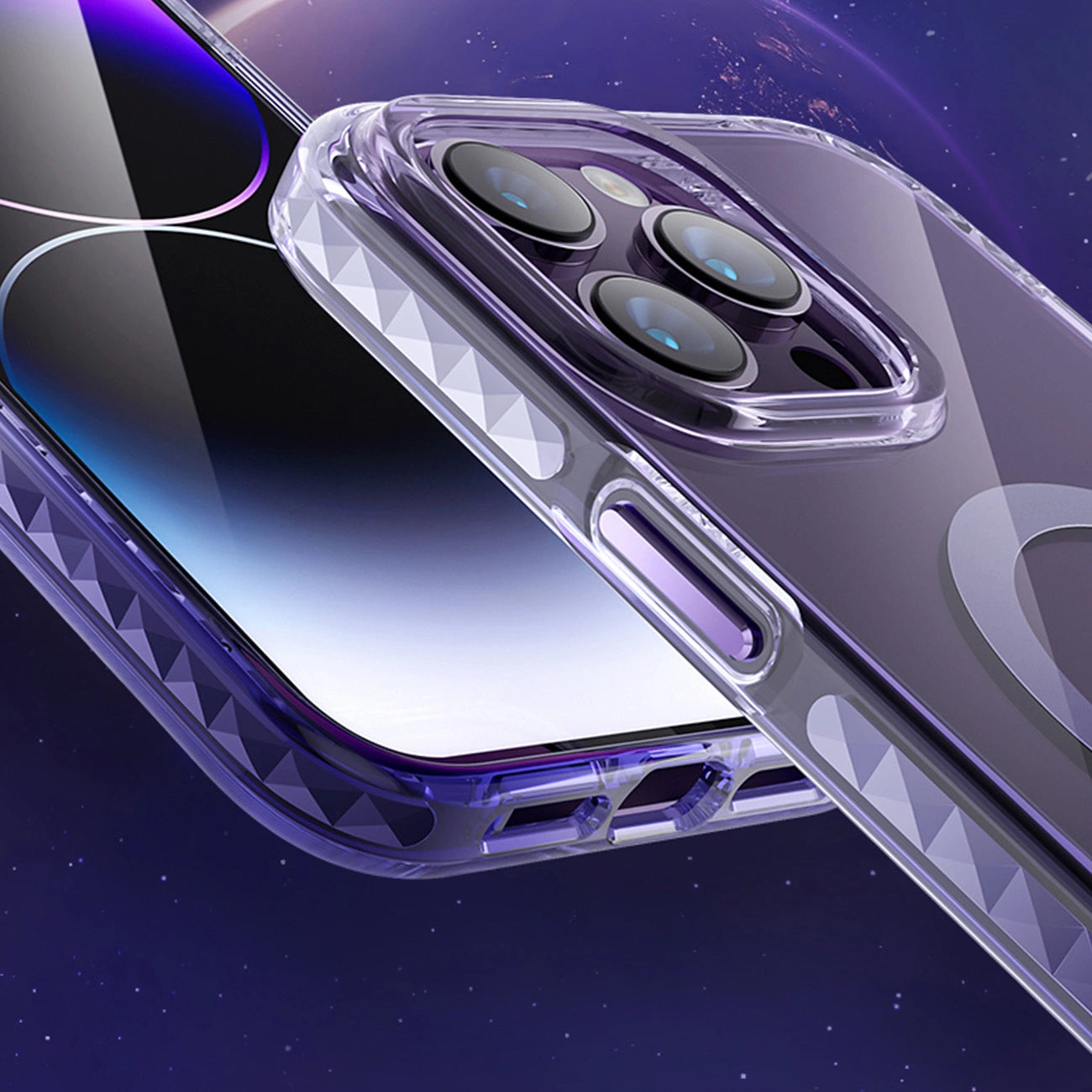 Kingxbar PQY Ice Crystal Series magnetic case for iPhone 14 Plus MagSafe silver_8