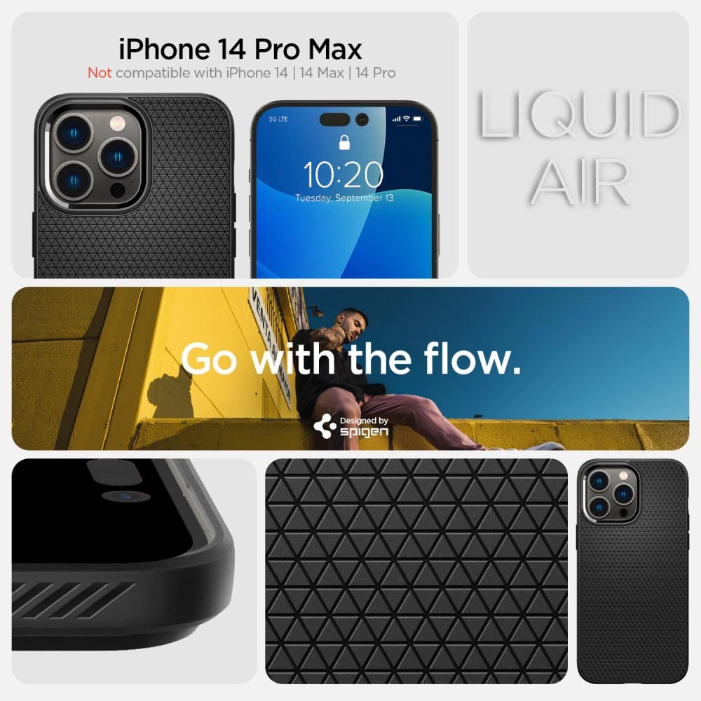 Spigen Liquid Air Case for iPhone 14 Pro Max - Matte Black_3