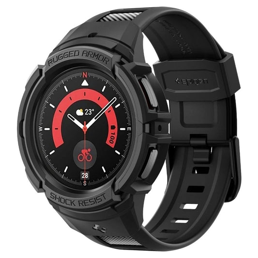 Spigen Rugged Armor Pro Case with Strap for Samsung Galaxy Watch 5 Pro (45mm) - Black_0