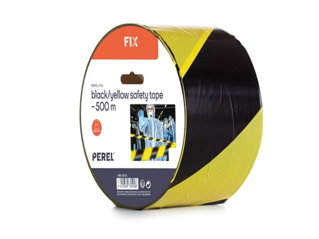 Fita de segurança preta/amarela - 500 m - carretel_0