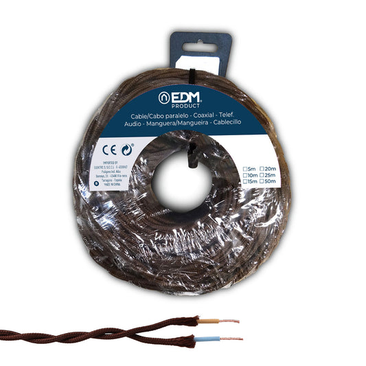 Carretel de cabo paralelo tÃªxtil tranÃ§ado h05v-k 2 x 1,00 mmÂ² castanho, 5 m_0