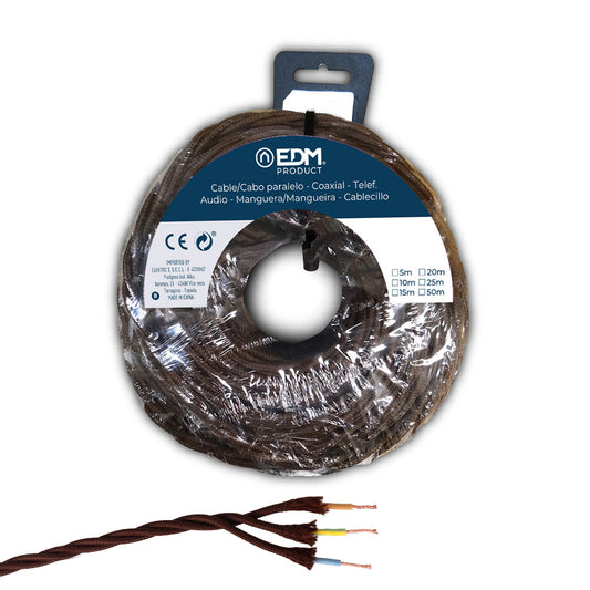 Carretel de cabo paralelo tÃªxtil tranÃ§ado h05v-k 3 g 1,00 mmÂ² castanho, 5 m_0