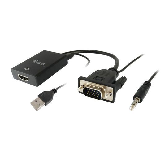 Adaptador VGA para HDMI M/F com Áudio / Preto / EQUIP_0