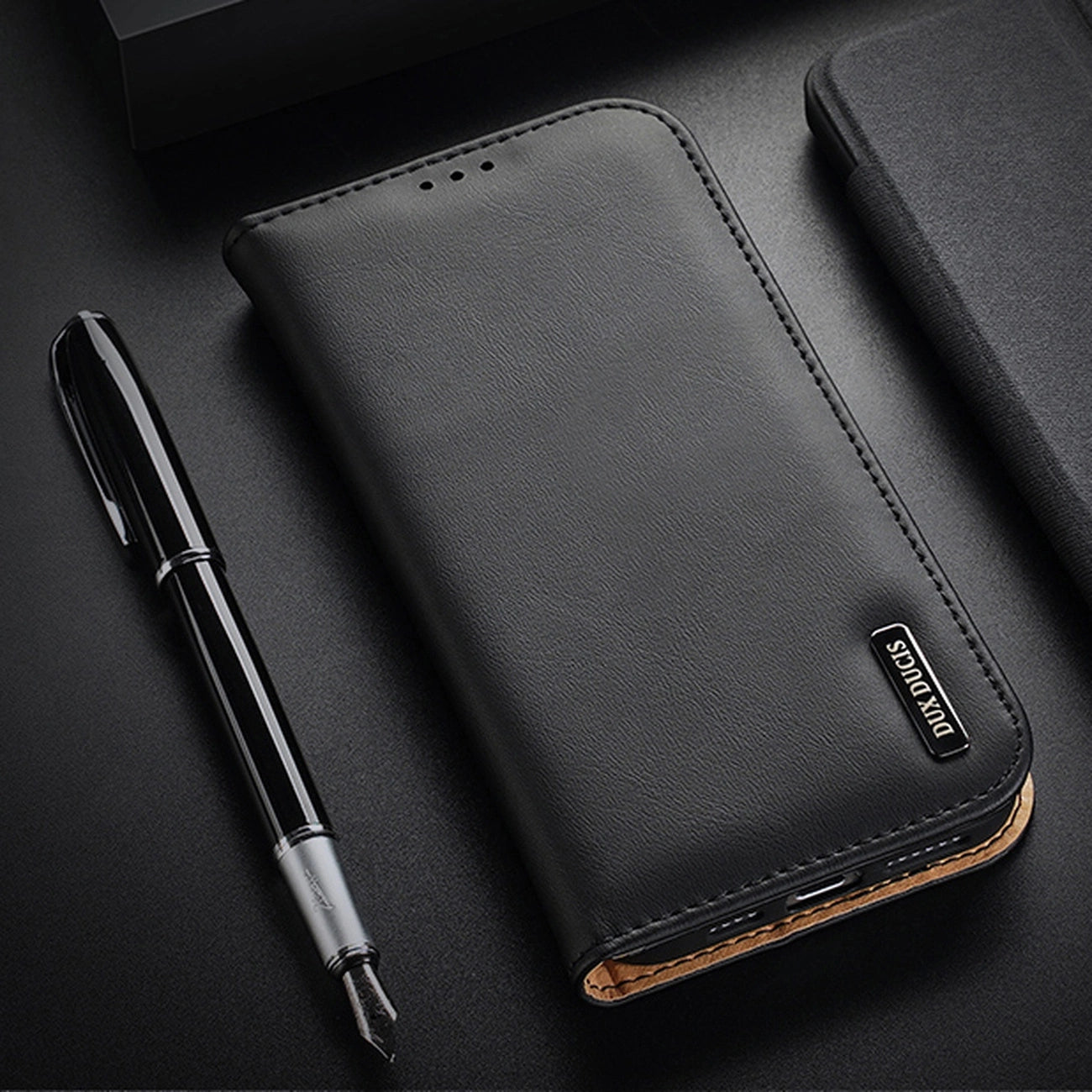 Dux Ducis Hivo Leather Flip Cover Genuine Leather Wallet for Cards and Documents iPhone 14 Plus Black_15
