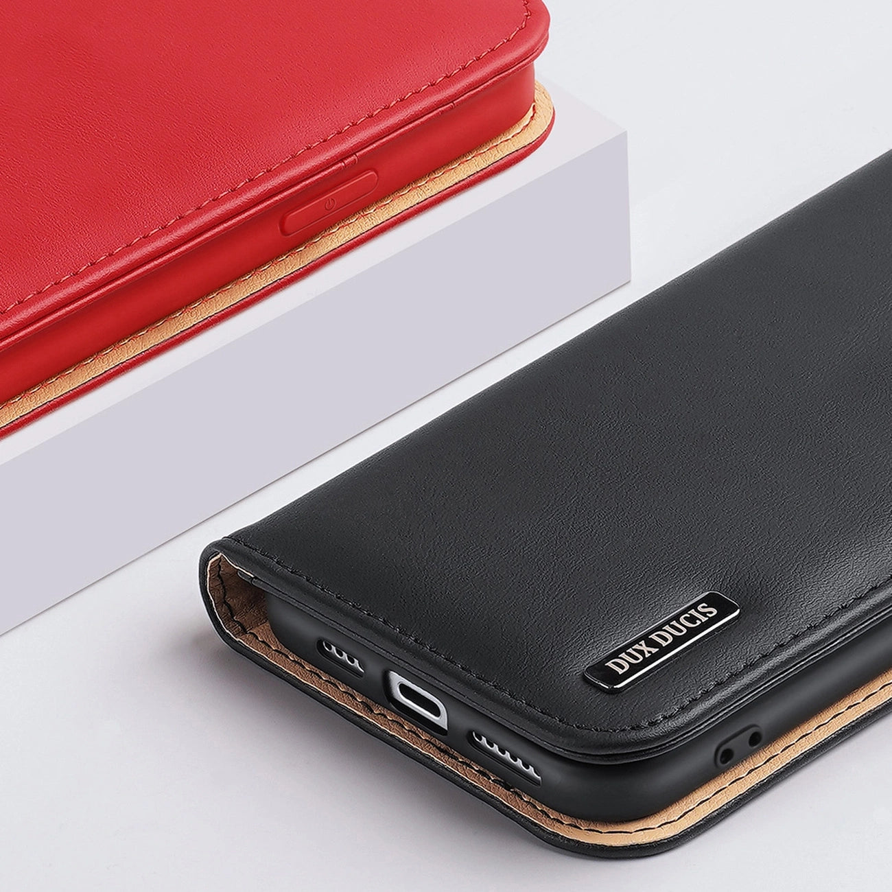 Dux Ducis Hivo Leather Flip Cover Genuine Leather Wallet for Cards and Documents iPhone 14 Plus Black_17
