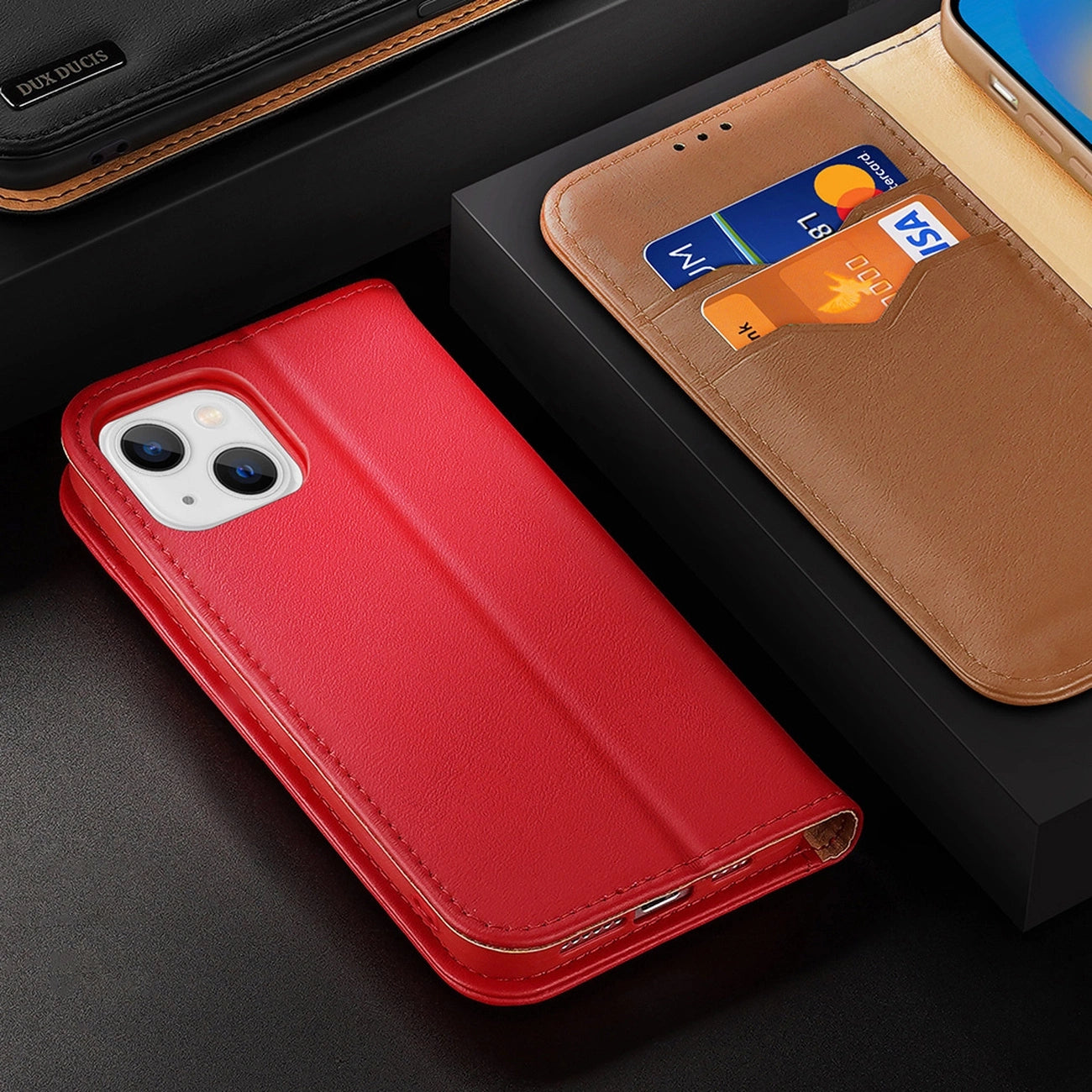 Dux Ducis Hivo Leather Flip Cover Genuine Leather Wallet for Cards and Documents iPhone 14 Plus Black_8