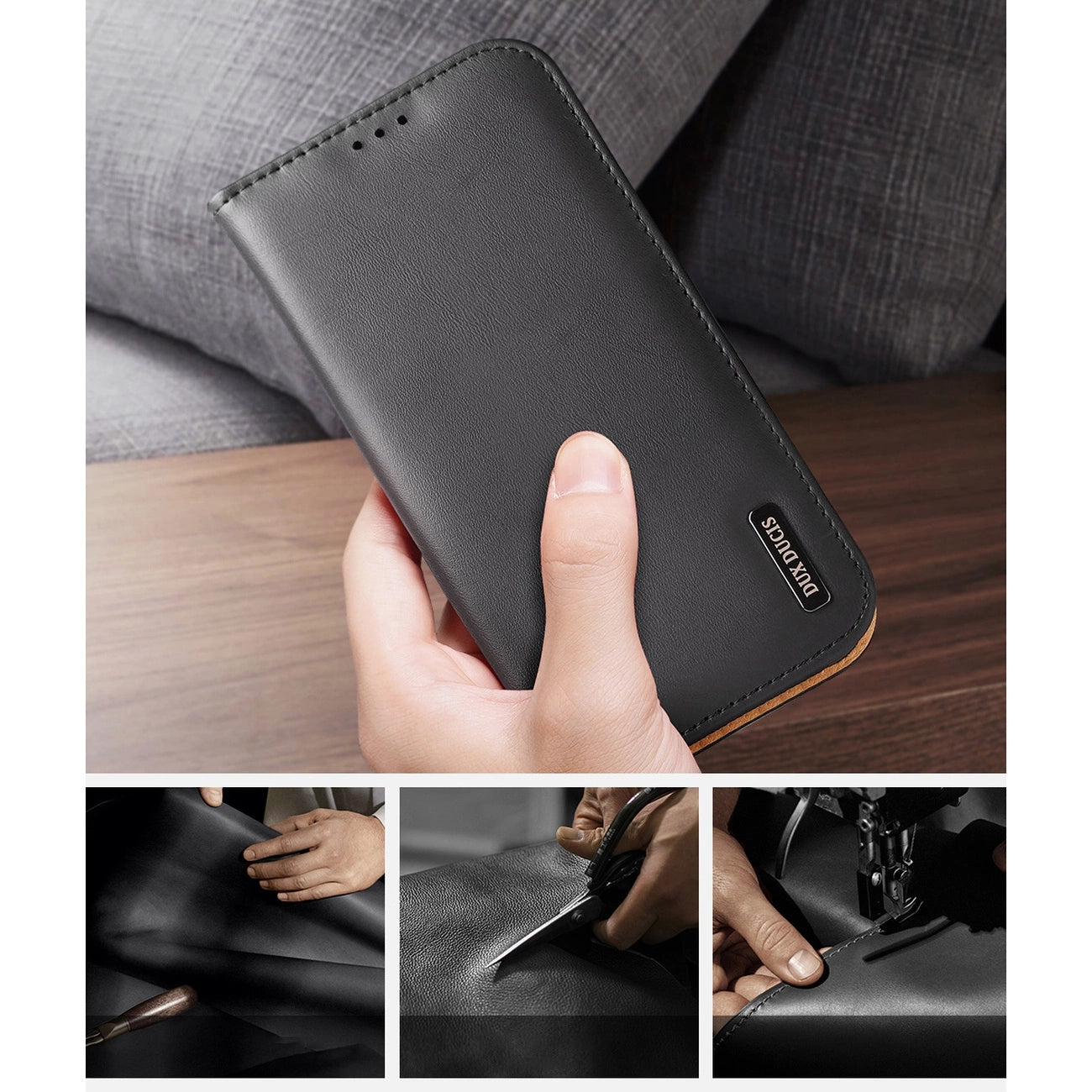 Dux Ducis Hivo Leather Flip Cover Genuine Leather Wallet for Cards and Documents iPhone 14 Plus Black_9