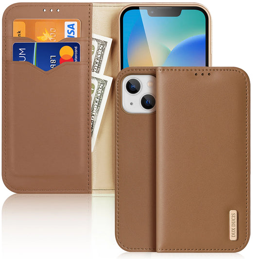 Dux Ducis Hivo Leather Flip Cover Genuine Leather Wallet for Cards and Documents iPhone 14 Plus Brown_0