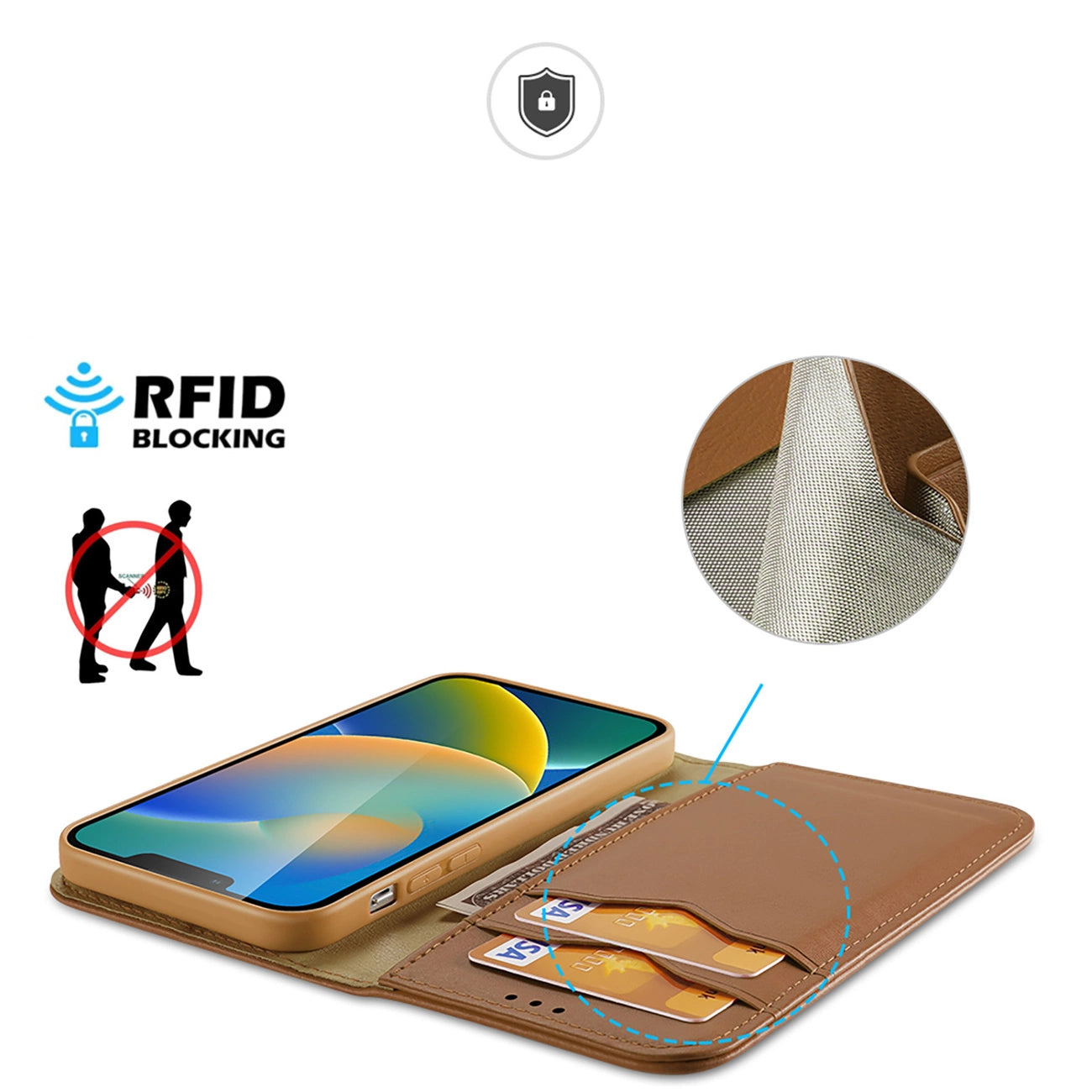 Dux Ducis Hivo Leather Flip Cover Genuine Leather Wallet for Cards and Documents iPhone 14 Plus Brown_2