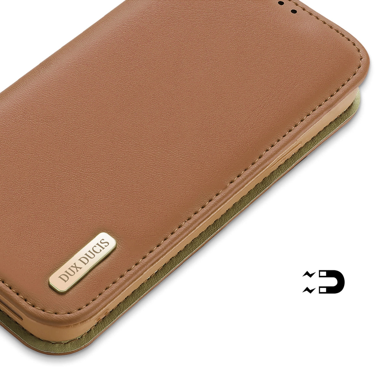 Dux Ducis Hivo Leather Flip Cover Genuine Leather Wallet for Cards and Documents iPhone 14 Plus Brown_5