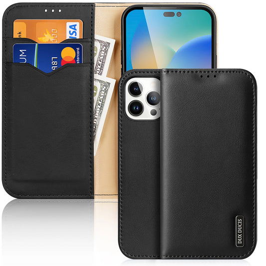 Dux Ducis Hivo Leather Flip Cover Genuine Leather Wallet for Cards and Documents iPhone 14 Pro Max Black_0