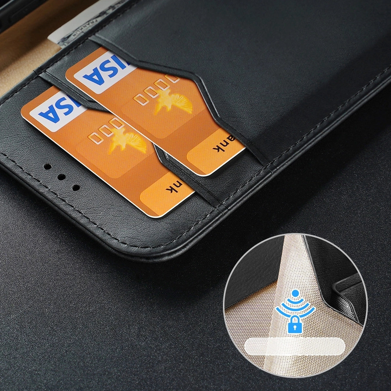 Dux Ducis Hivo Leather Flip Cover Genuine Leather Wallet for Cards and Documents iPhone 14 Pro Max Black_16
