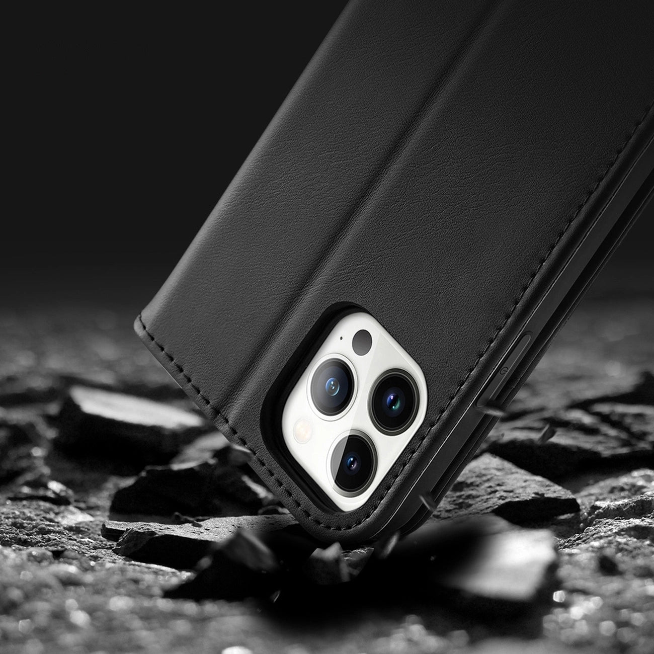 Dux Ducis Hivo Leather Flip Cover Genuine Leather Wallet for Cards and Documents iPhone 14 Pro Max Black_18