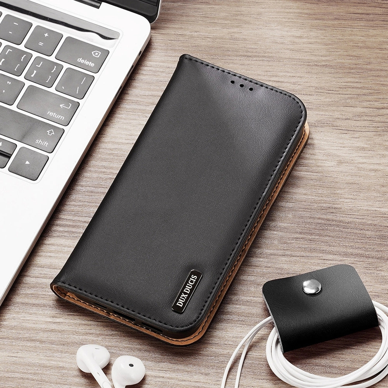 Dux Ducis Hivo Leather Flip Cover Genuine Leather Wallet for Cards and Documents iPhone 14 Pro Max Black_24