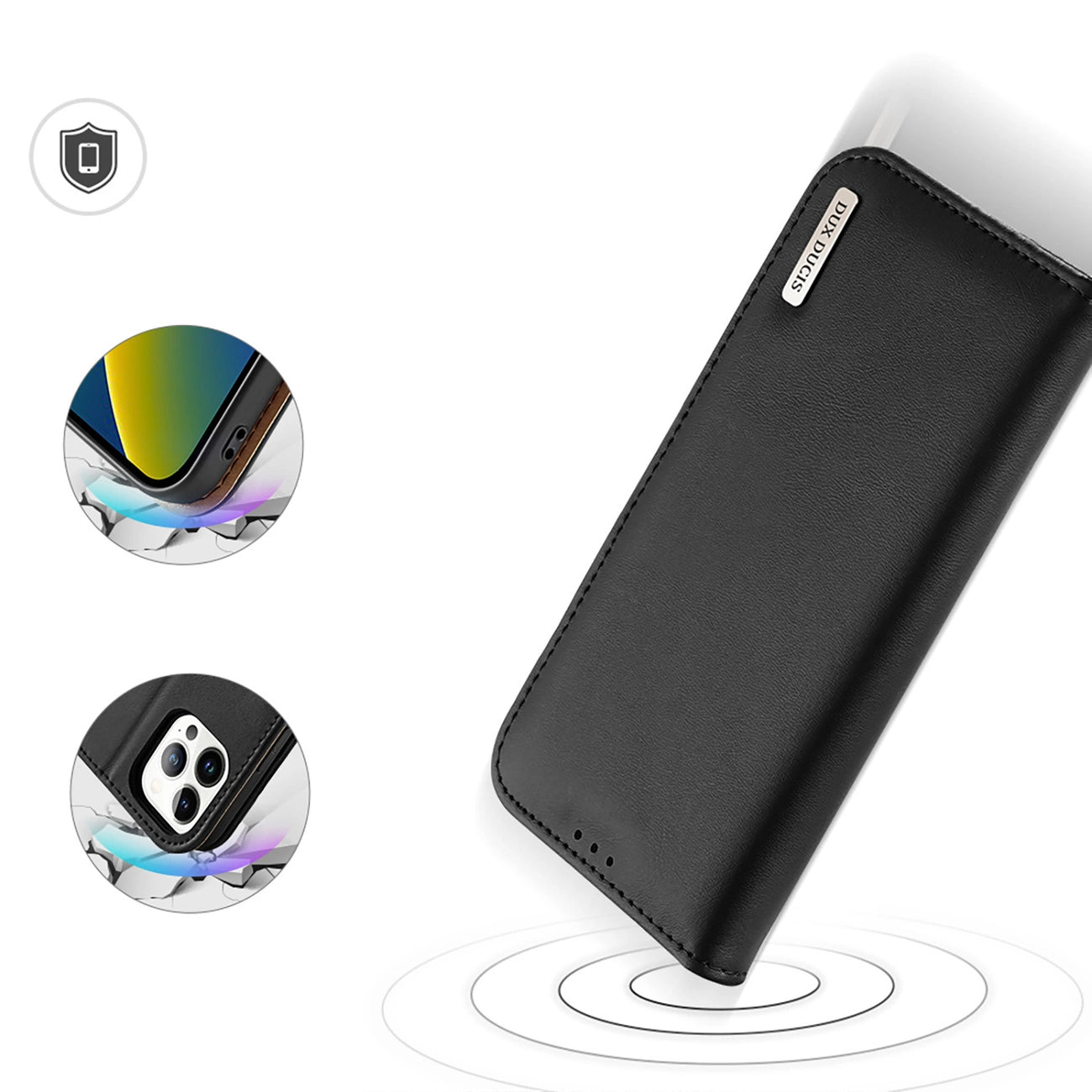 Dux Ducis Hivo Leather Flip Cover Genuine Leather Wallet for Cards and Documents iPhone 14 Pro Max Black_2
