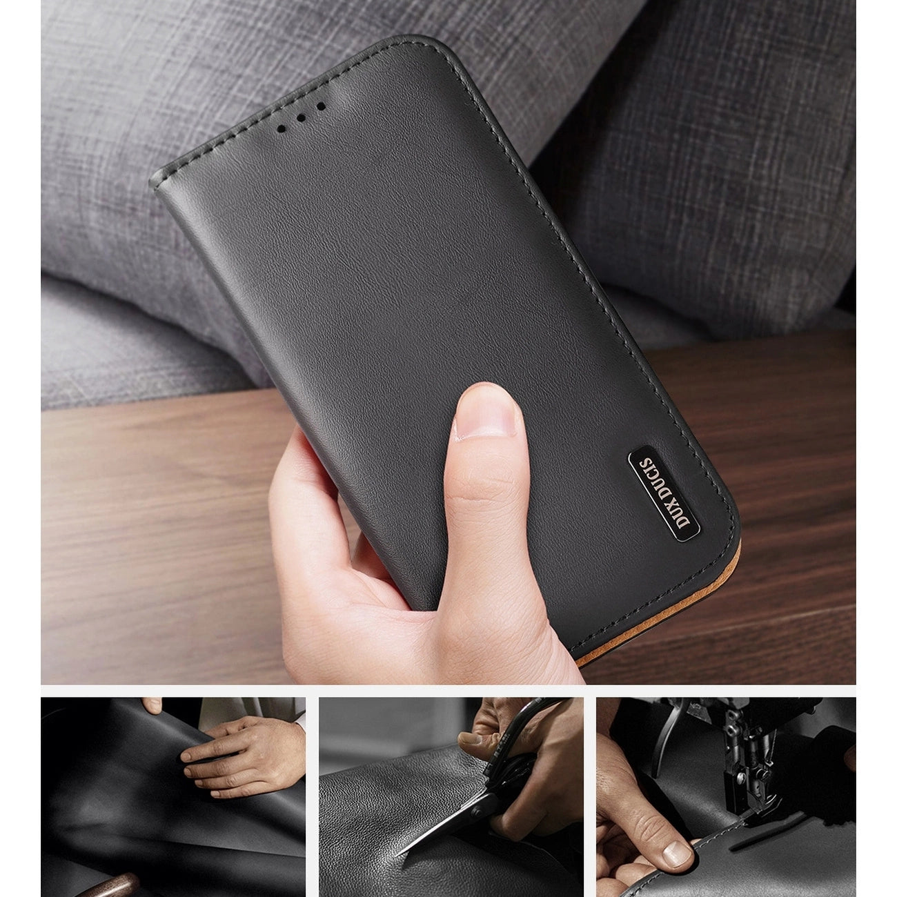 Dux Ducis Hivo Leather Flip Cover Genuine Leather Wallet for Cards and Documents iPhone 14 Pro Max Black_9