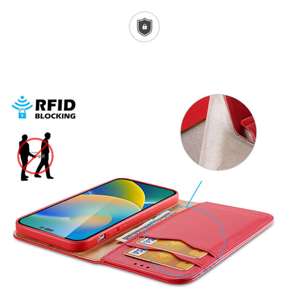 Dux Ducis Hivo Leather Flip Cover Genuine Leather Wallet for Cards and Documents iPhone 14 Pro Max Red_7