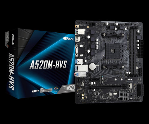 PLACA ASROCK A520M-HVS,AMD,AM4,A520,2DDR4,64,VGA+HDMI,4SATA3,1M.2,4USB2.0,2USB3.2,USB-C,1GB,MATX_0