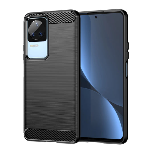 Carbon Case for Xiaomi Poco F4 5G flexible silicone carbon cover black_0