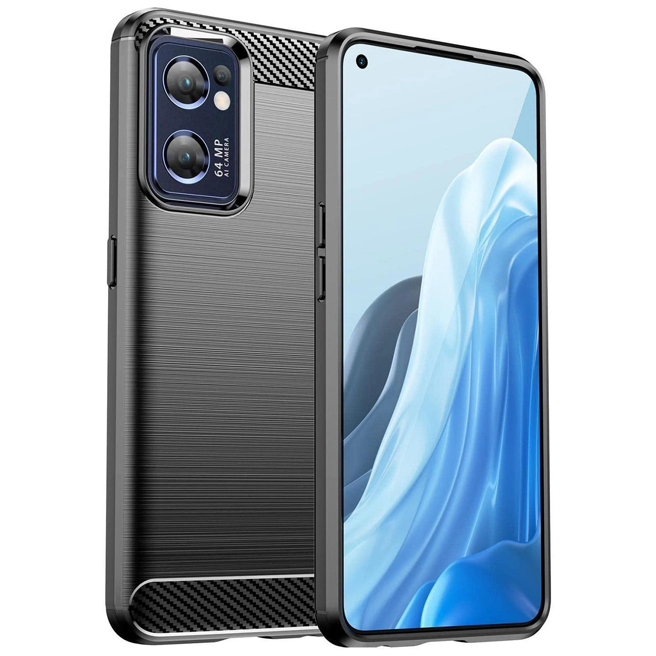 Carbon Case for Realme Narzo 50 5G flexible silicone carbon cover black_0