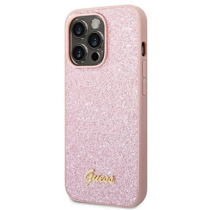 Guess GUHCP14XHGGSHP iPhone 14 Pro Max 6,7" różowy/pink hard case Glitter Script_1