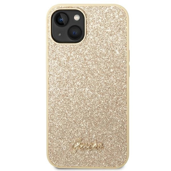 Guess GUHCP14SHGGSHD iPhone 14 6,1" złoty/gold hard case Glitter Script_2