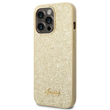 Guess GUHCP14LHGGSHD iPhone 14 Pro 6,1" złoty/gold hard case Glitter Script_1