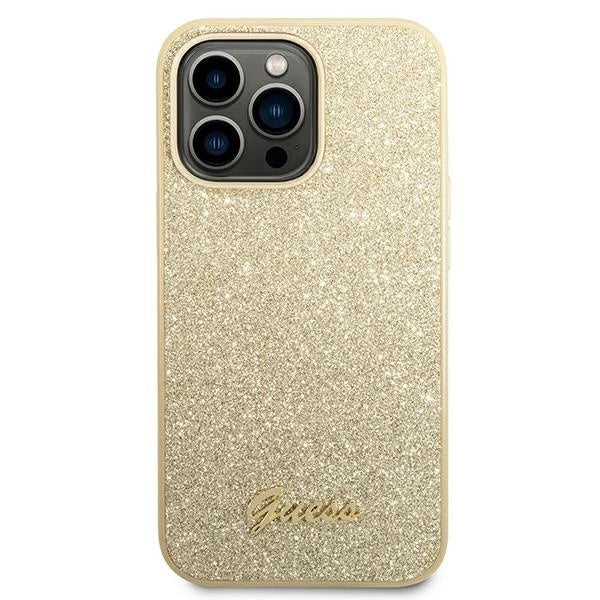 Guess GUHCP14LHGGSHD iPhone 14 Pro 6,1" złoty/gold hard case Glitter Script_2