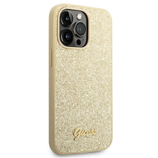 Guess GUHCP14LHGGSHD iPhone 14 Pro 6,1" złoty/gold hard case Glitter Script_3