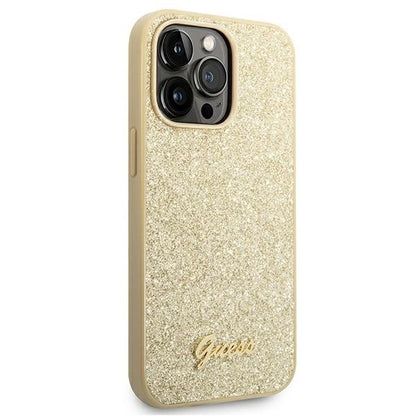 Guess GUHCP14LHGGSHD iPhone 14 Pro 6,1" złoty/gold hard case Glitter Script_3