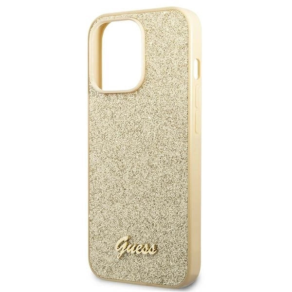 Guess GUHCP14LHGGSHD iPhone 14 Pro 6,1" złoty/gold hard case Glitter Script_5