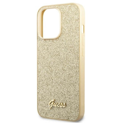 Guess GUHCP14LHGGSHD iPhone 14 Pro 6,1" złoty/gold hard case Glitter Script_5