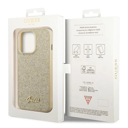 Guess GUHCP14LHGGSHD iPhone 14 Pro 6,1" złoty/gold hard case Glitter Script_7