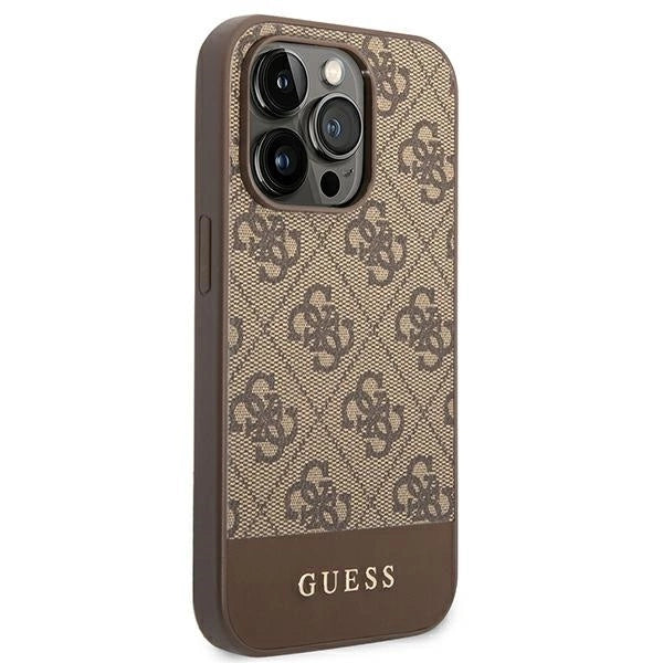 Guess GUHCP14LG4GLBR iPhone 14 Pro 6,1" brązowy/brown hard case 4G Stripe Collection_3