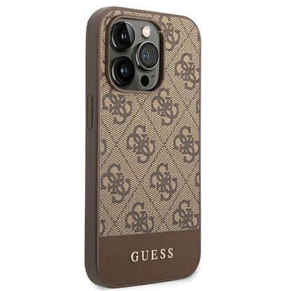Guess GUHCP14LG4GLBR iPhone 14 Pro 6,1" brązowy/brown hard case 4G Stripe Collection_3