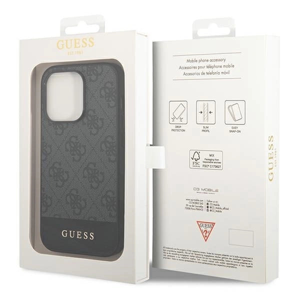 Guess GUHCP14XG4GLGR iPhone 14 Pro Max 6.7" grey/grey hard case 4G Stripe Collection_7