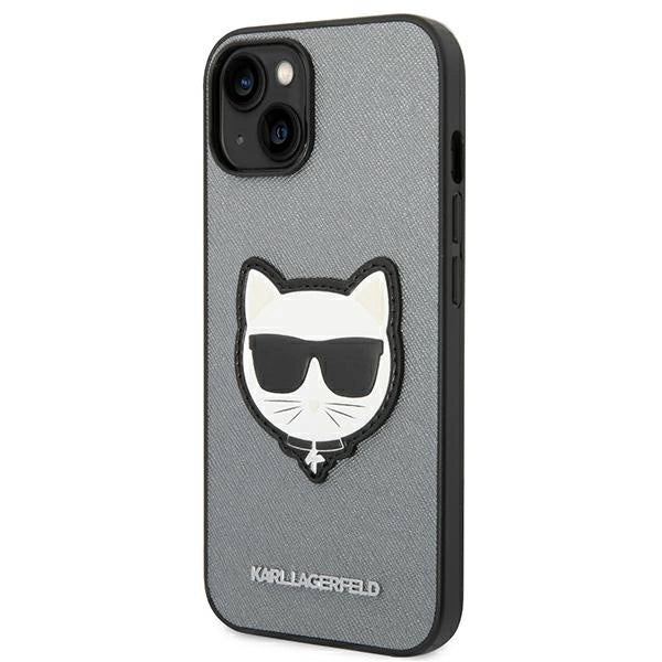Karl Lagerfeld KLHCP14MSAPCHG iPhone 14 Plus 6,7" hardcase srebrny/silver Saffiano Choupette Head Patch_1
