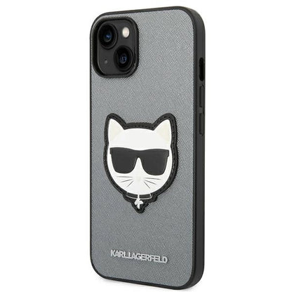 Karl Lagerfeld KLHCP14MSAPCHG iPhone 14 Plus 6,7" hardcase srebrny/silver Saffiano Choupette Head Patch_1